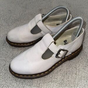 Dr Martens Polley Smooth Leather Mary Jane Size 6 US 4 UK Off White Excellent